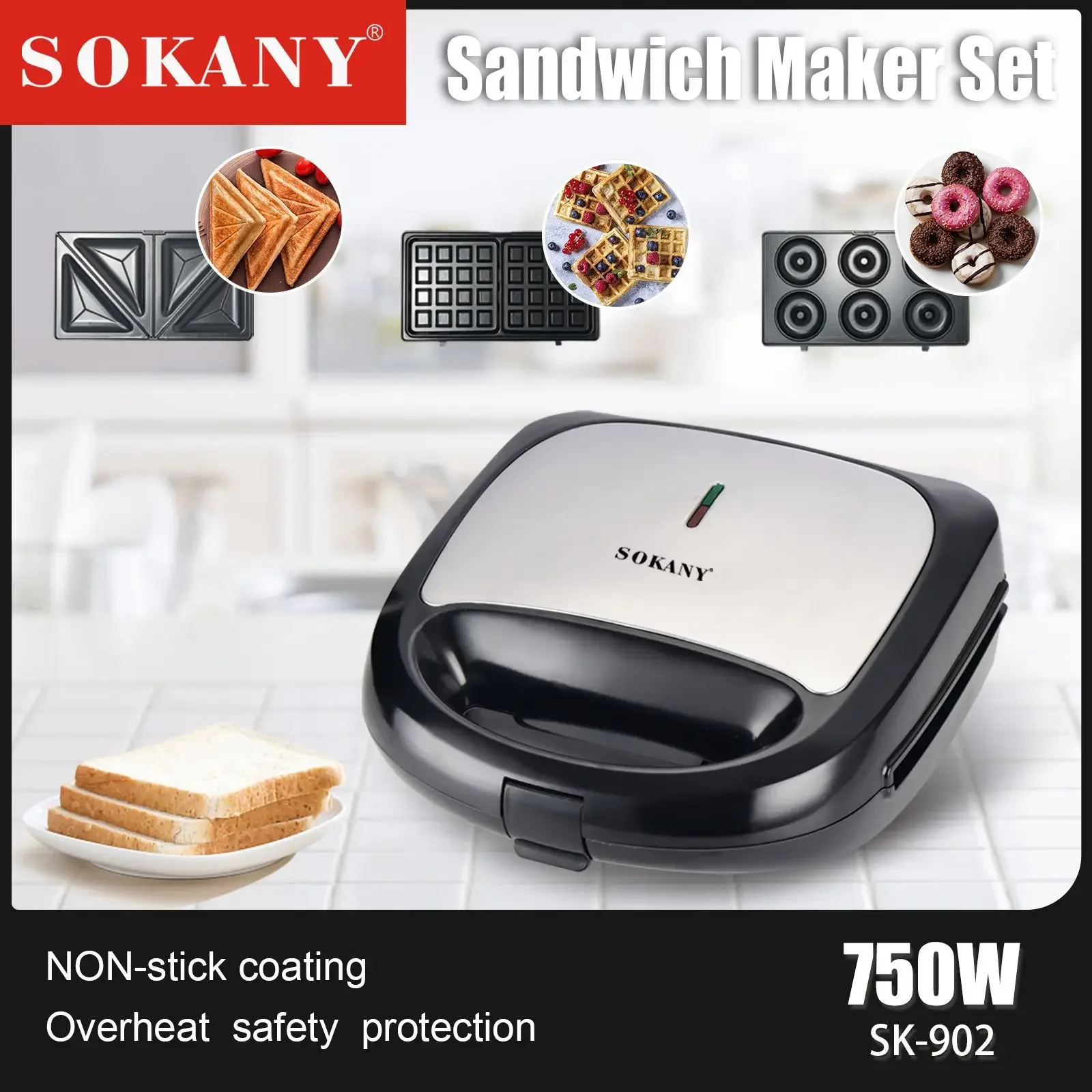 Sandwichera electrica and grill de Sogo, rapida, powerful, resistant,  non-stick, cleaning, grill, grill, panini, grill - AliExpress