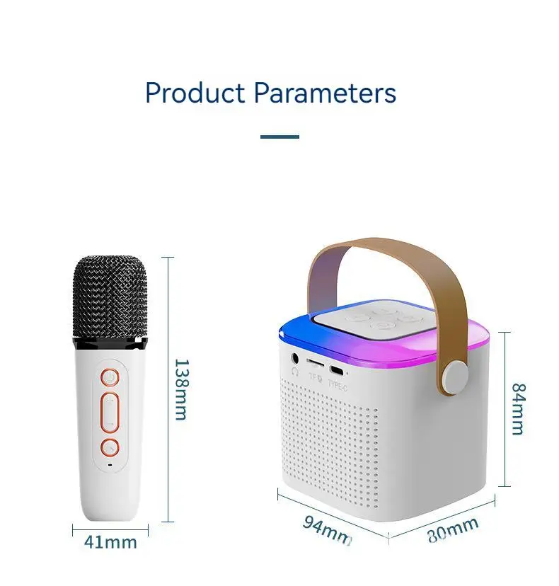 Karaoke Speaker New Mic Karaoke Machine for Adults and Kid Subwoofer Portable Bluetooth Speaker System with 1-2 Wireless Microphone Music Player