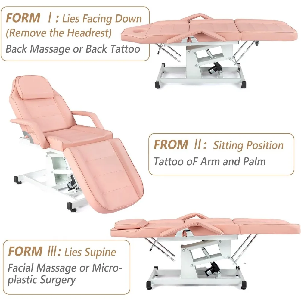 Electric Height Adjustable Salon Tattoo Chair Esthetician Bed, Multi-Purpose Facial Bed Chair for Barber Spa Beauty Salon