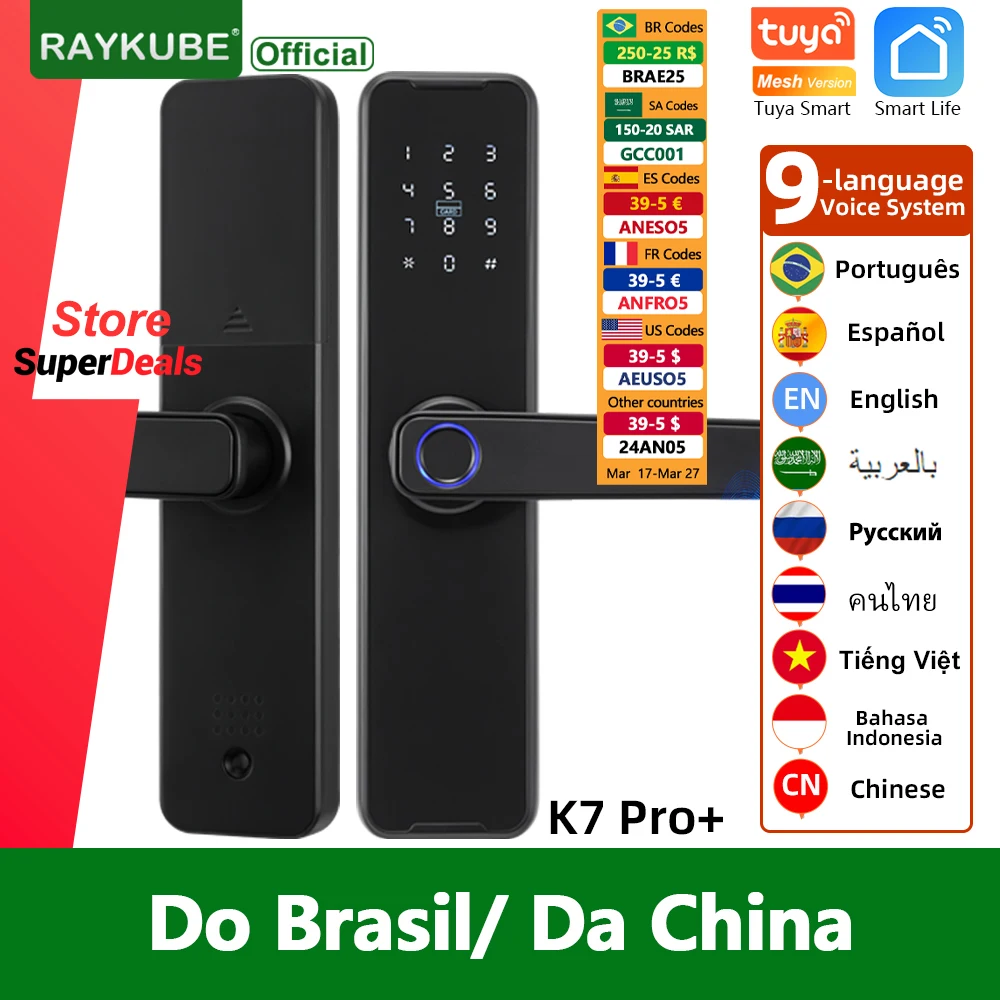RAYKUBE-Biometric-Fingerprint-Door-Lock-K7-Pro-Black-Smart-Lock-Tuya ...
