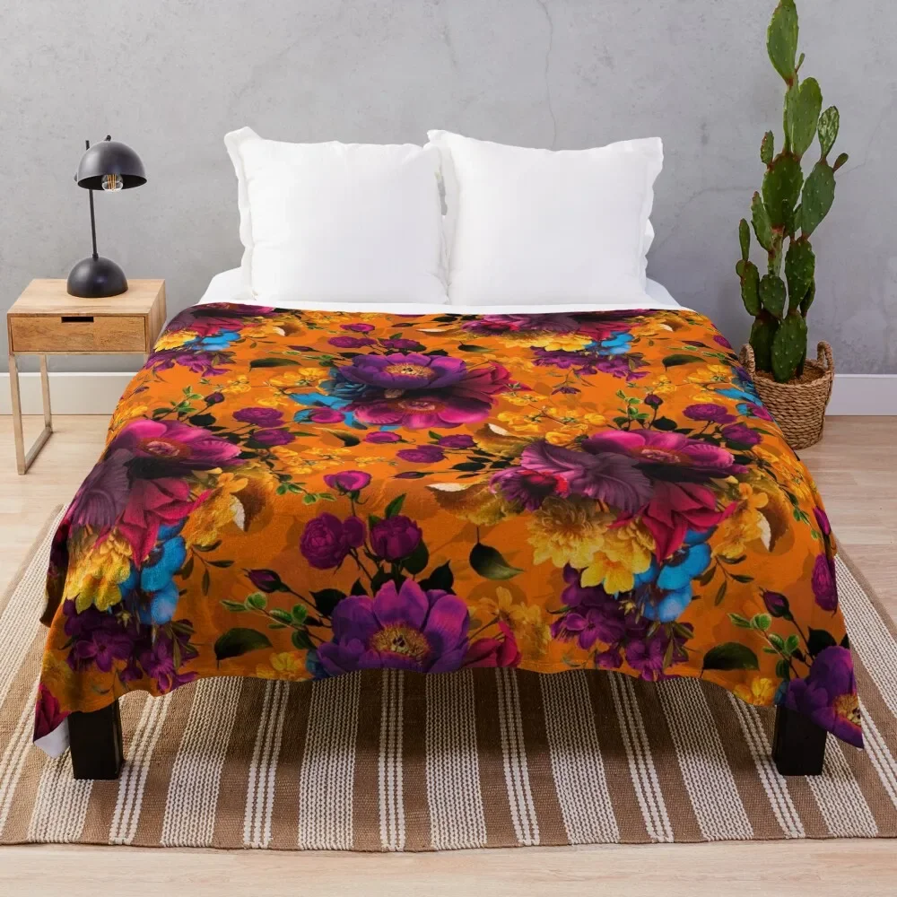 

Moody florals - Mystic Night 6 Throw Blanket warm winter bed plaid anime Luxury Designer Blankets