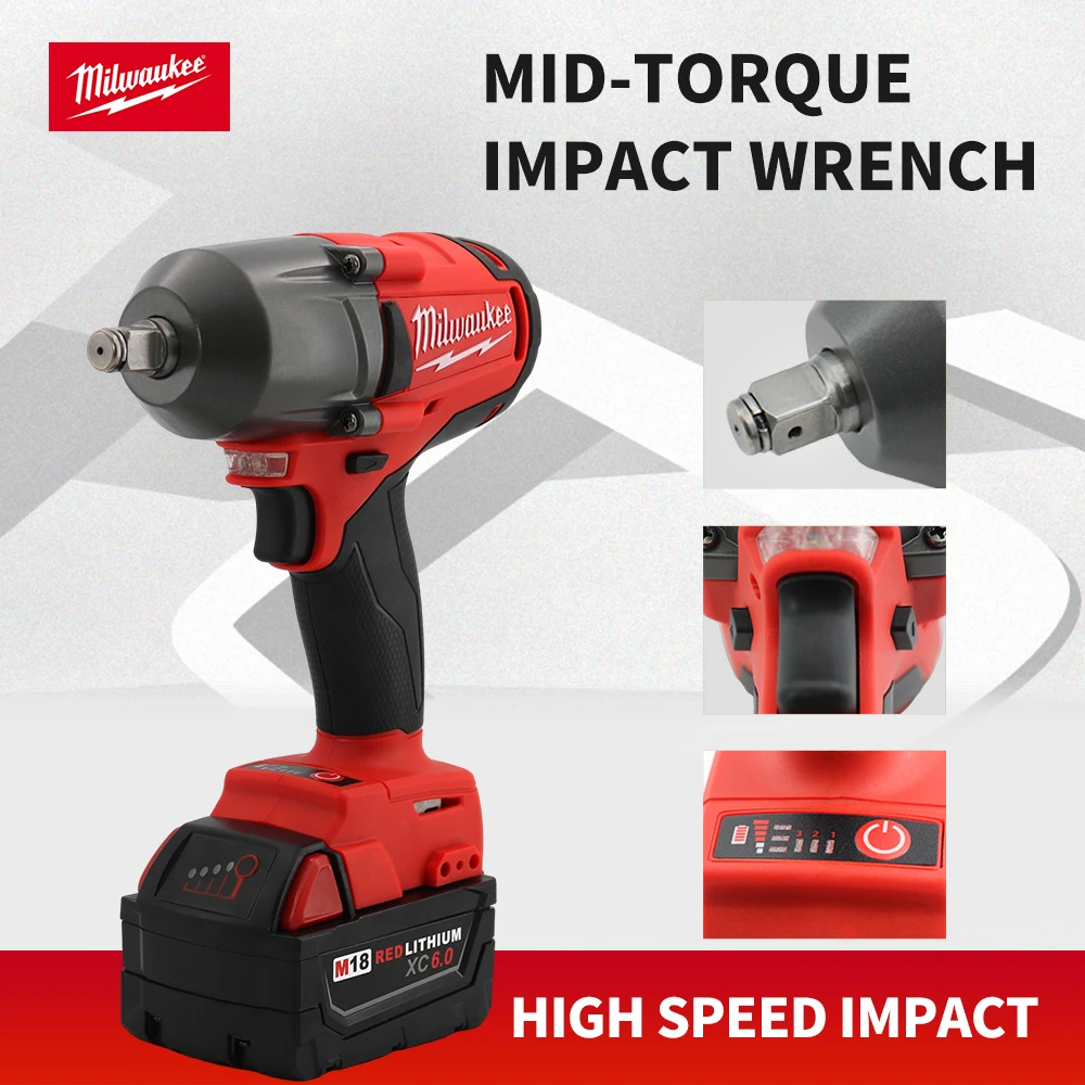 Milwaukee 1300N.M Torque Brushless Electric Impact Wrench Rechargeable 18V Battery Cordless Wrench Car Truck Repair Power Tools 2