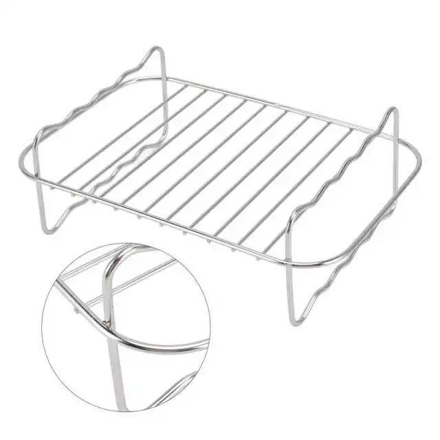Fryer Állvány Rozsdamentes Acél Téglalap Kettős Rétegű Sütő Tartozék Az Ételhez 8Qt Kosár - Image 2