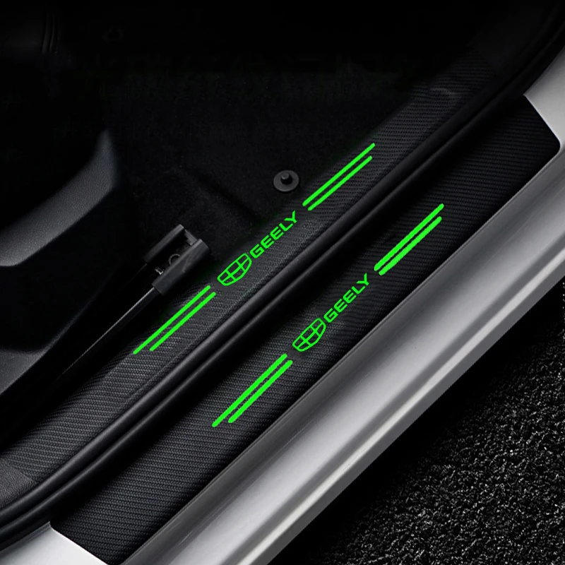 탄소 섬유 자동차 도어 씰 임계 값 테이프 데칼 Geely Emgrand MK Panda Binray Coolray SX11 Atlas EC7 EV8 용 빛나는 스티커