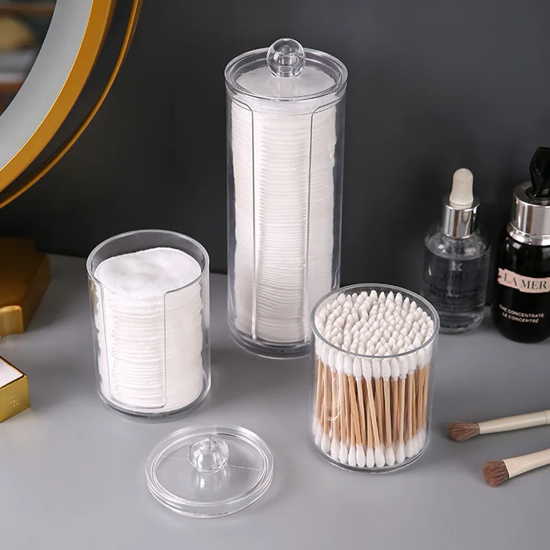 Transparent Cotton Swab Storage Box Makeup Organizer Acrylic Storage Box Cotton Swab Cosmetic Box Bathroom Bedroom Storage 5