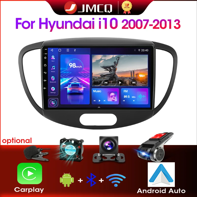 Car Radio Car Multimedia Player 2 Din Stereo Multimedia Player Android 12 4G GPS Navigation 2din Carplay For Hyundai i10 2007 2008 2009 2010-2013