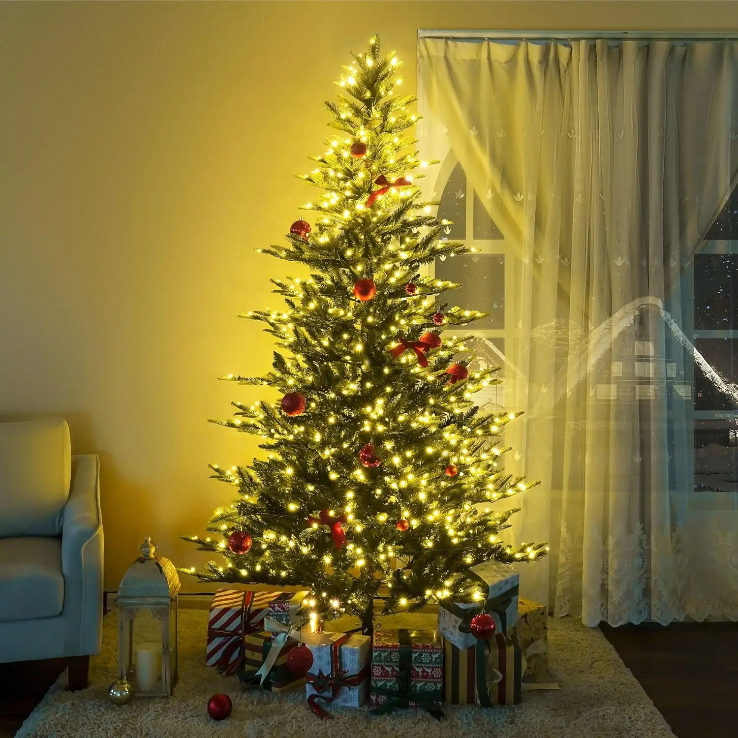 6.5ft Nordic Pre-lit Christmas Tree with 500 Lights and Metal Stand 1 6.5ft Nordic Pre-lit Christmas Tree with 500 Lights and Metal Stand 1