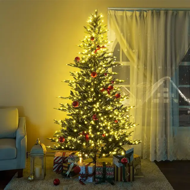 6.5ft Nordic Pre-lit Christmas Tree with 500 Lights and Metal Stand 1