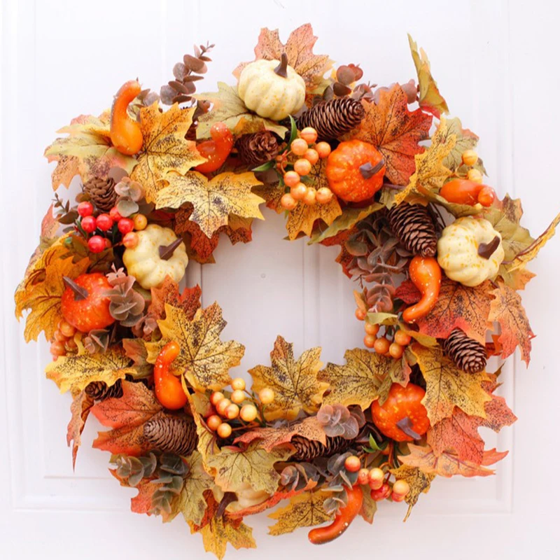 Fall Pumpkin & Pinecone Wreath 2