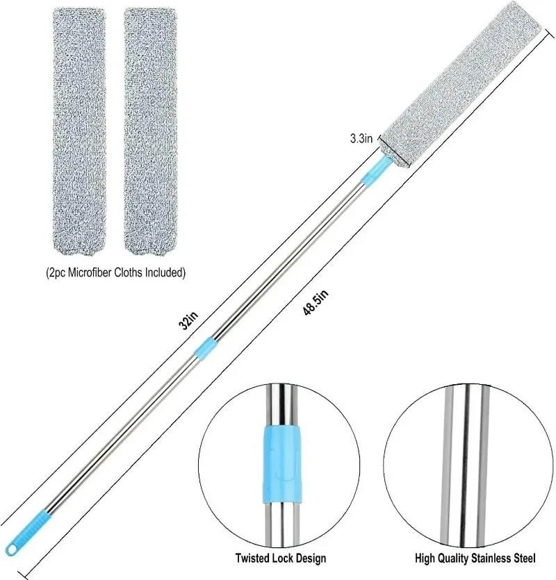 Household Adjustable Microfiber Long Handle retractable duster Retractable Gap Ceiling Dust Cleaner Brush Wand Duster Mop with Extension Pole