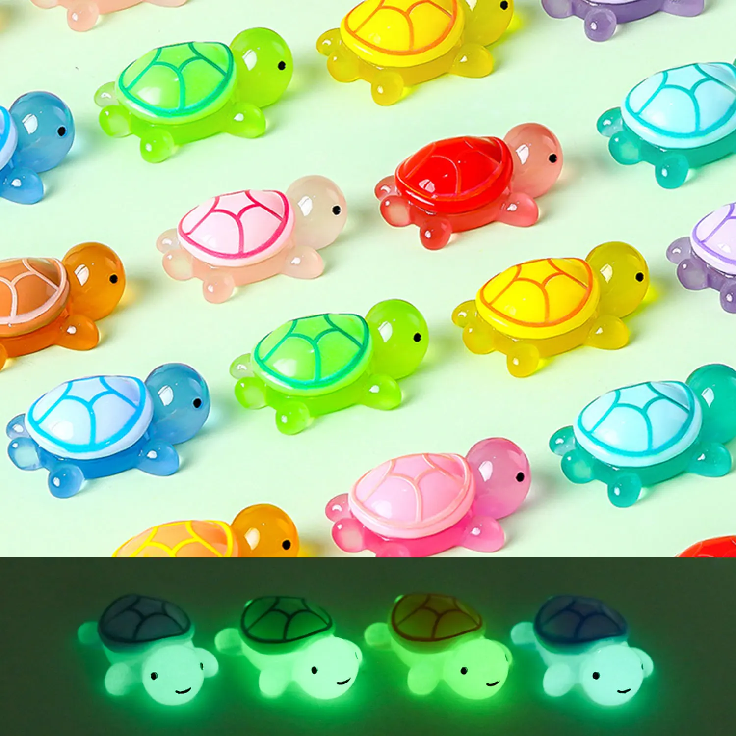Glow-in-the-dark Turtle Mini Resin Photo Accessories Desktop Decoration Glow-in-the-dark Turtle Ornamental Fish Tank Mini 1