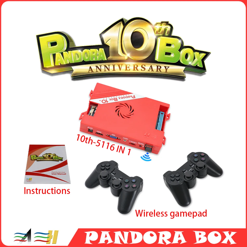 

A Pandora Box 10th 5116 in 1 Gamepad Diy Kit Arcade Light Gun Retro Games Mainboard Built-in WiFi Supports 3/4P Players VGA/HDMI