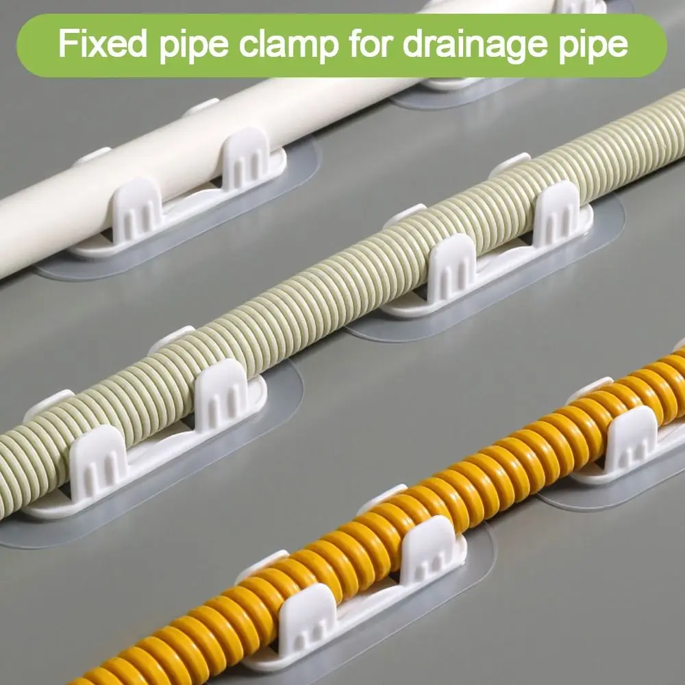 Self-adhesive Pipe Clamp Hooks Cable Clips Pipe Support Wiring Hose Clamp Plastic Fasteners Drain Holder 5pcs