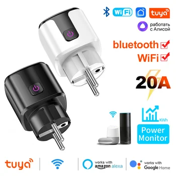 20A สมาร์ทซ็อกเก็ต EU Wifi Smart Plug Power AC100-240V Outlet Alexa Google Home Voice Control Tuya Smart Life APP 1