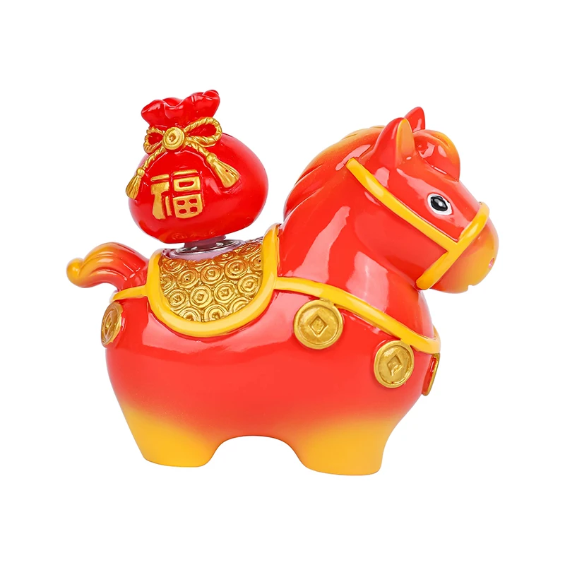 1pc Zodiac Horse Home Ornaments Rotatable Year of The Horse Resin Cartoon Horse Statue Deorations Horse Mascot DIY Craft