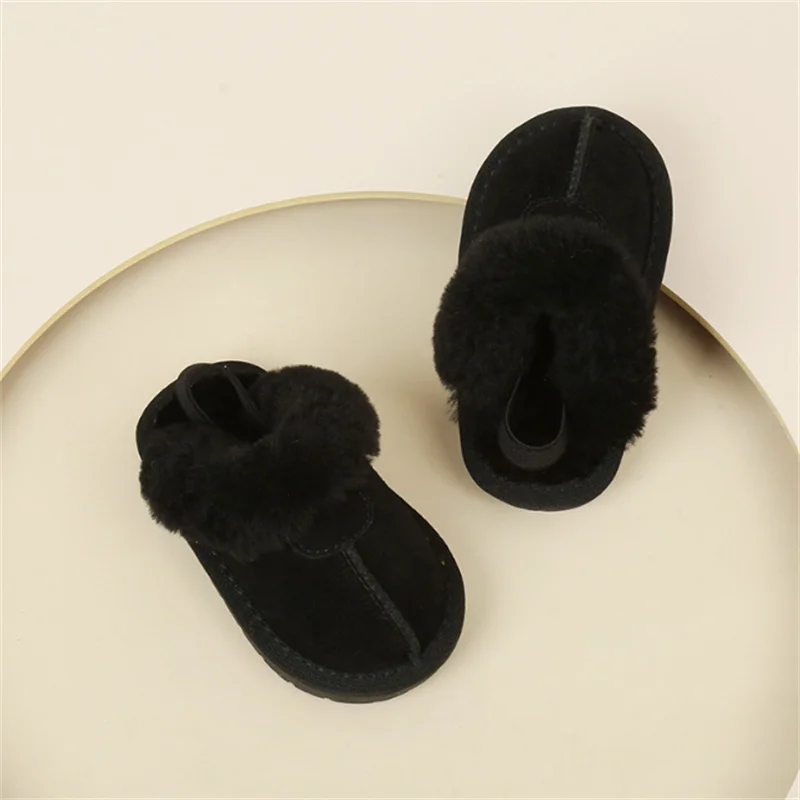 Baby Winter Leather Slipper Shoes Rubber Non-slip Toddler Indoor Kids baby shoes children slippers