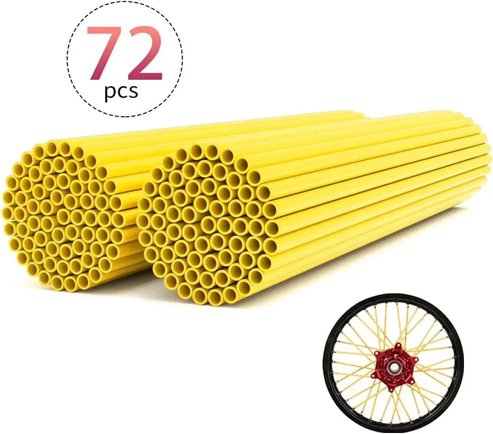 Motorcycle Wheel Spoke Wrap 72Pcs Motorcycle Wheel Spoked Protector Wraps Rims Skin Trim Covers Pipe For Motocross Bicycle Bike Cool Accessories 17cm