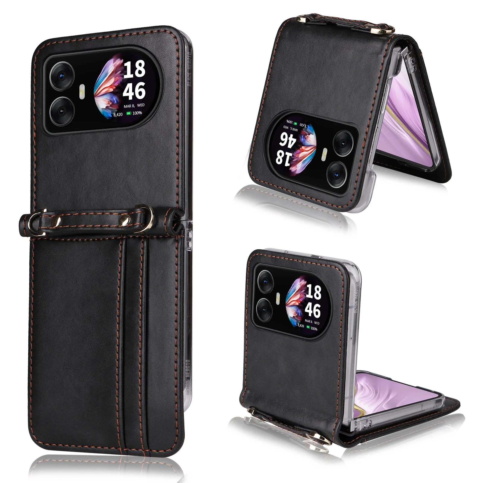 Luxury Leather Flip Wallet Phone Case with Stand Function and Card Holder