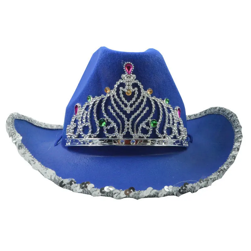 Accessori occidentali Costume da Cowgirl cappello da Cowboy rosa bianco  viola cappelli da festa in rilievo con paillettes in feltro a corona grande  per donna taglia piccola - AliExpress