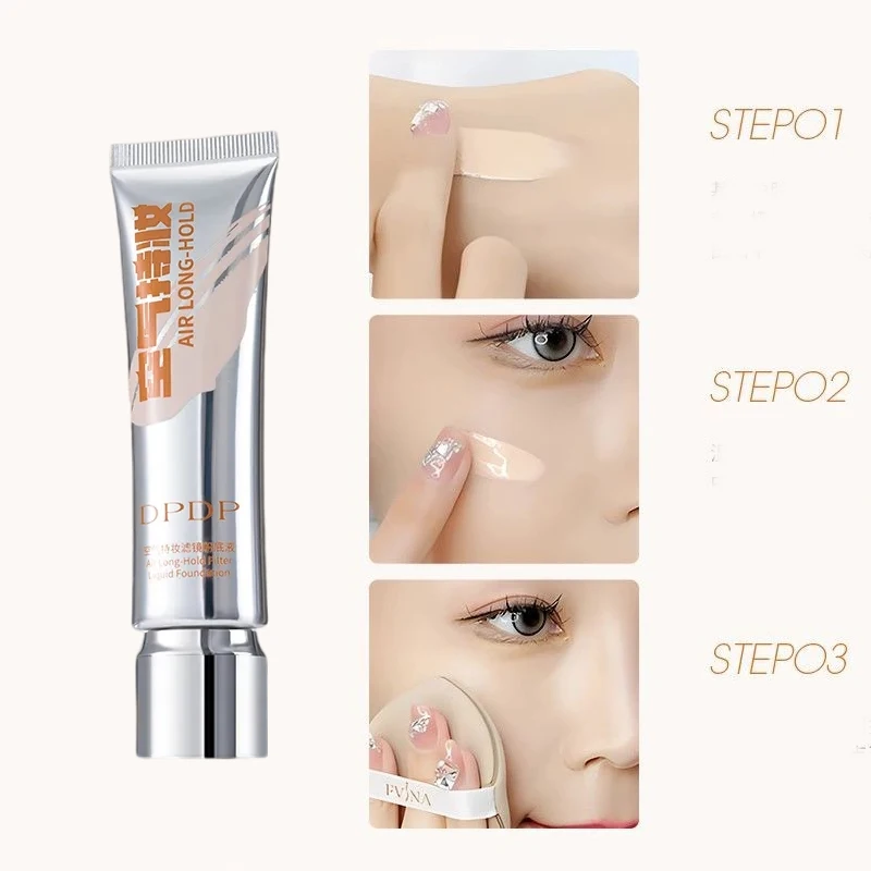 DPDP Air Long Hold Foundation Setting Makeup with Puff Long Lasting No-Makeup Removal Natural Concealer Perfect Makeup Cosmetics 3