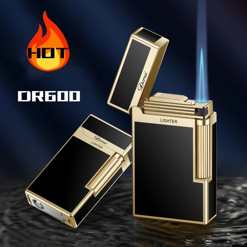 

HOT Metal Windproof Turbine Torch Grinding Wheel Blue Flame Butane Gas Lighter Outdoor Cigar Lighter Cigar Tool Men's Gift