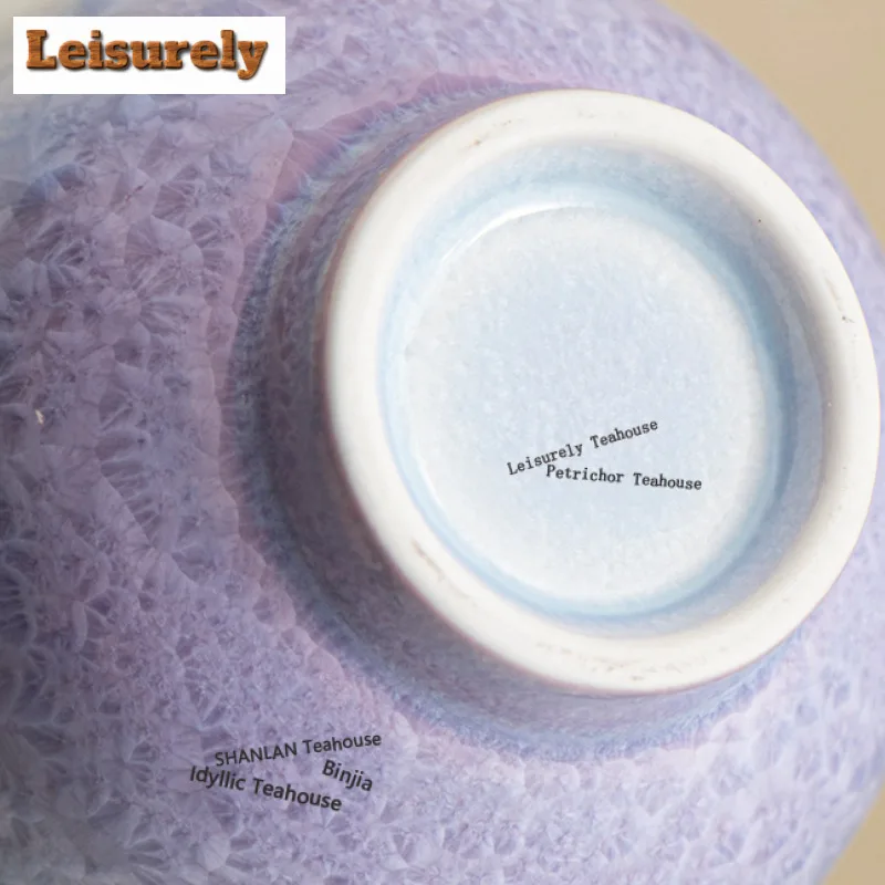 100ml Kiln Fambe Crystal Glaze Flower Mouth Teacup Antique Tea Bowl Tea Pair Tea-tasting Smelling Cup Jianzhan Master Cup Craft