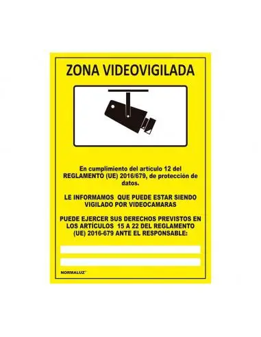 NORMALUZ Señal zona videovigilada adhesiva  15x20cm, señal de tráfico