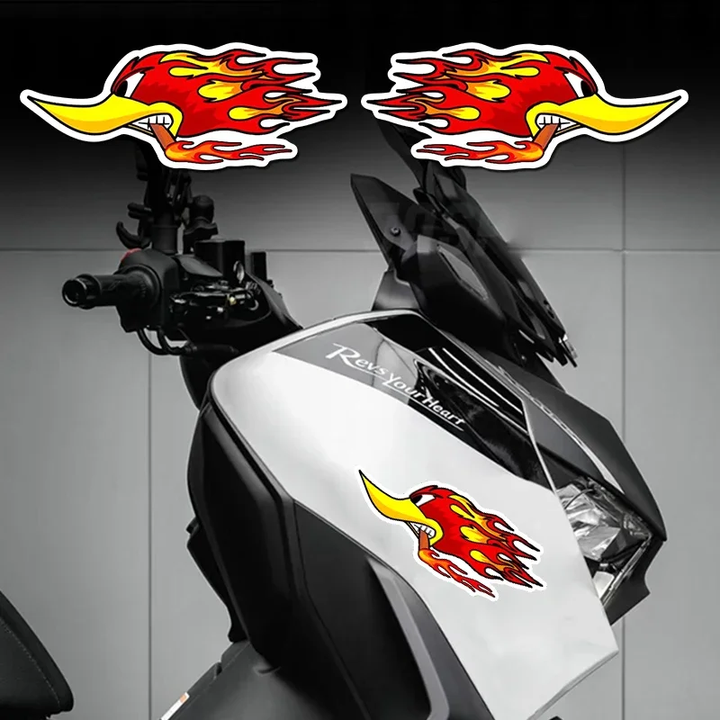 Flame Duck Motorcycle Stickers for Helmet Fuel Tank Durable Racing Bumper Body Styling Car Rearview Mirror Window Vinyl Decals 5pcs car side door body hood rearview mirror decal stripes sticker racing decals for all cars vinyl bumper decal