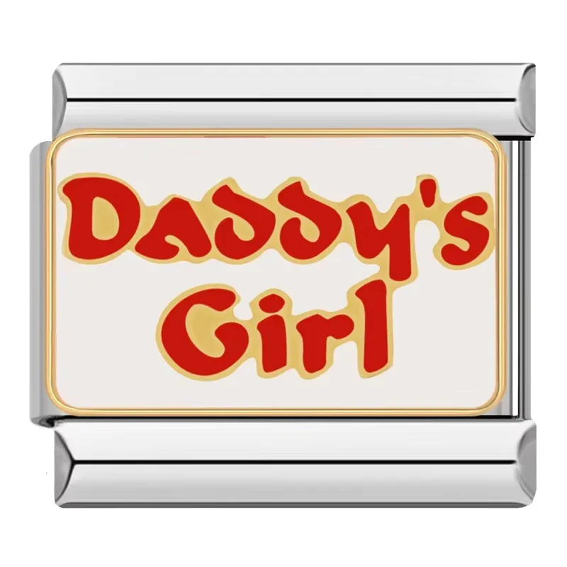 Hapiship 9mm Width Original Daisy princess believe Police Merry Christmas Niece Charm Fit Bracelet Stainless Steel Links DJ119 stainless steel bracelet metal bracelet