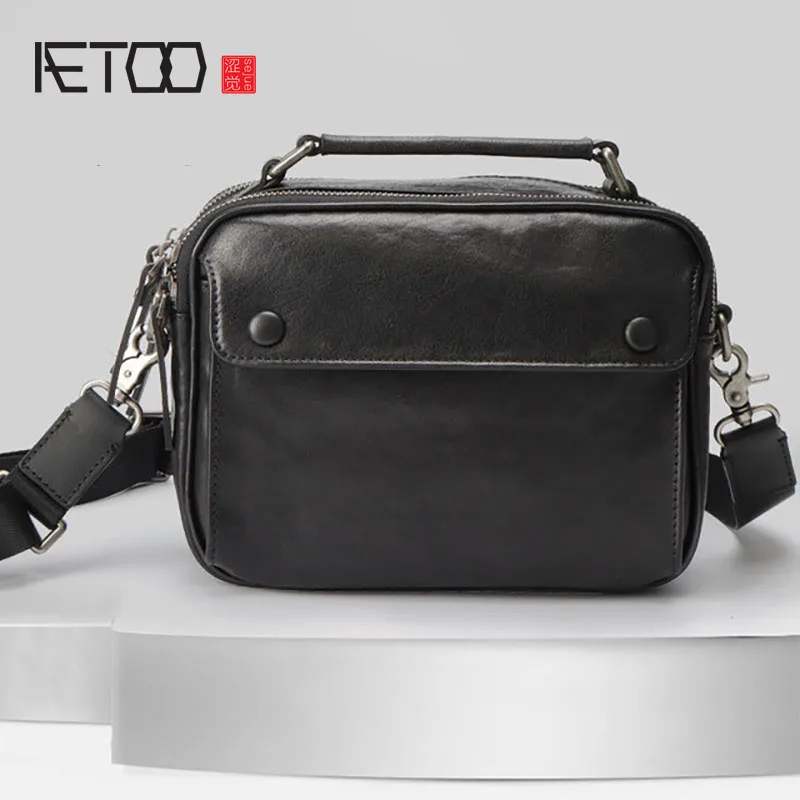 

AETOO Genuine leather shoulder bag, first layer leather handbag, men's and women's leather diagonal bag