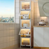 GY Modern Kitchen Cabinet Floor Slit Shelf Locker Multilayer Microwave Oven Storage Cabinet with Flip Door home furniture 1