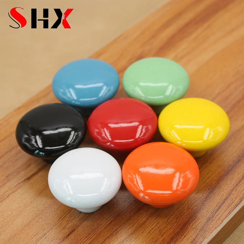 Cabinet Handles Colorful Ceramic Door Handles Round Cabinet Knobs Cupboard Drawer Wardrobe Pull Knob Furniture Candy Color Accessories cabinet handles