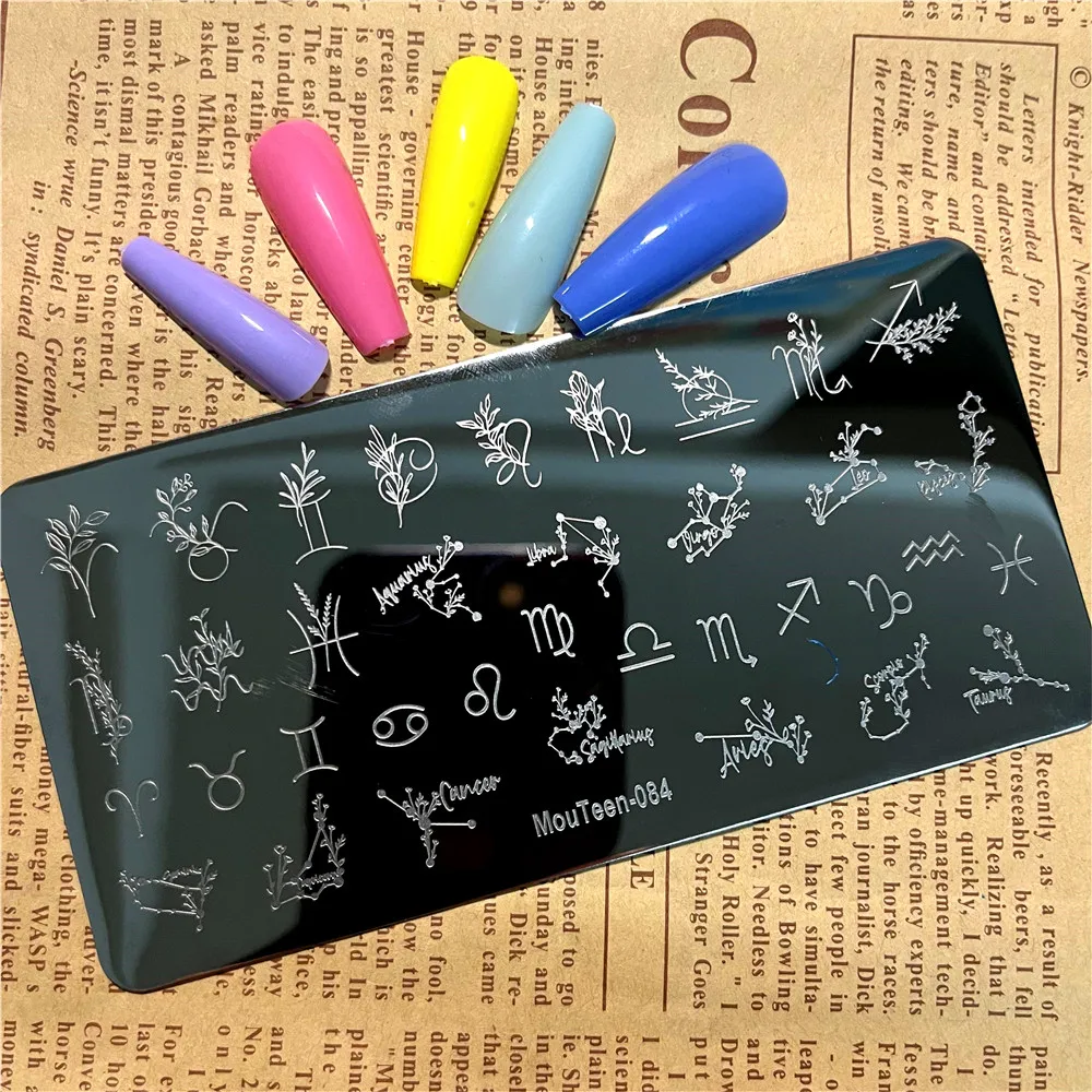Constellation Elements Nail Stamping Plate Zodiac Nail Art Template Art Constellation Nail Stamp Plate Mouteen-084 2