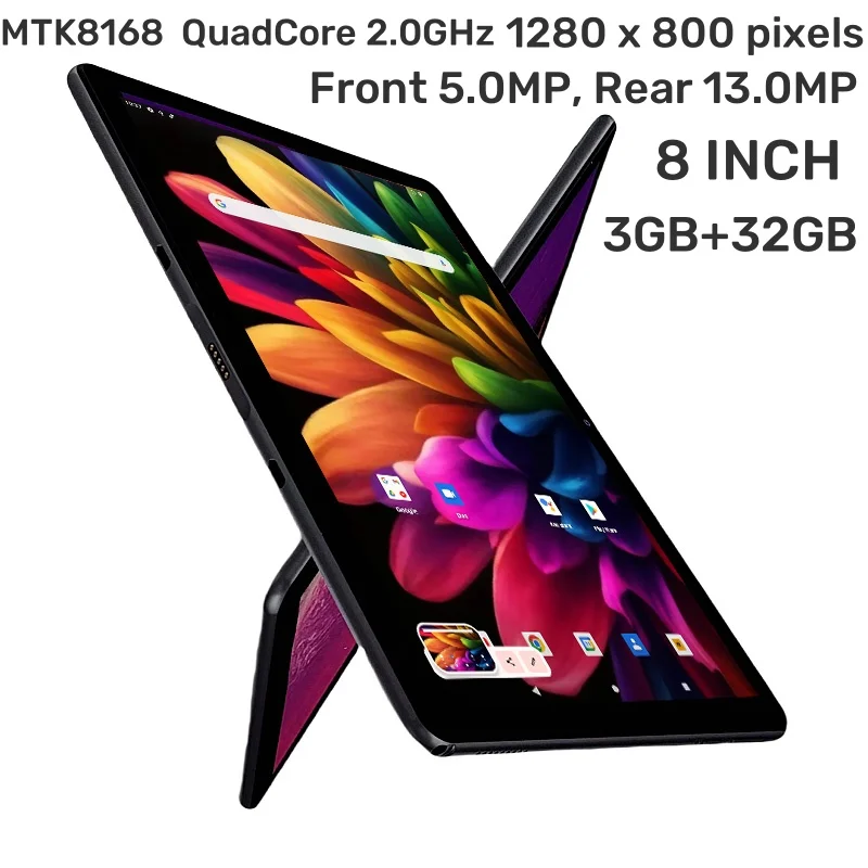 8 INCH Android 12 RAM 3GB+32GB ROM QP80 MTK8168 Tablet Quad Core IPS Screen Quad Core Rear 13.0MP WIFI Dual Camera 4