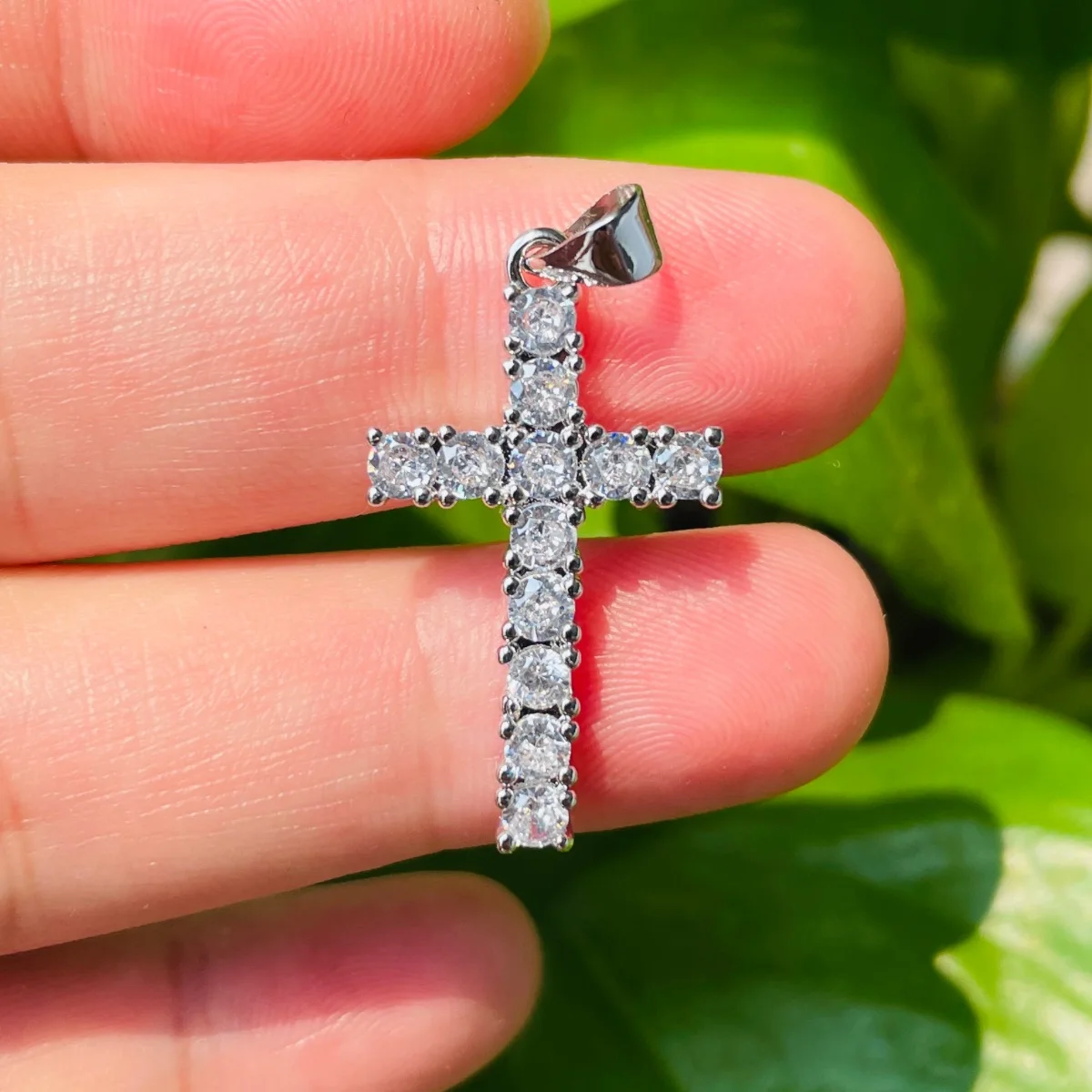 5pcs Religious Cross Pendants for Women Bracelets Men Necklace Making Bling  Zirconia Charms Handmade Jewelry Accessory Wholesale