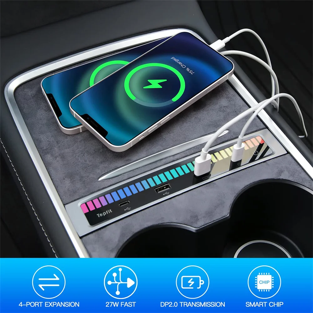 Multi Port Car USB Hub for Tesla Model 3/Model Y