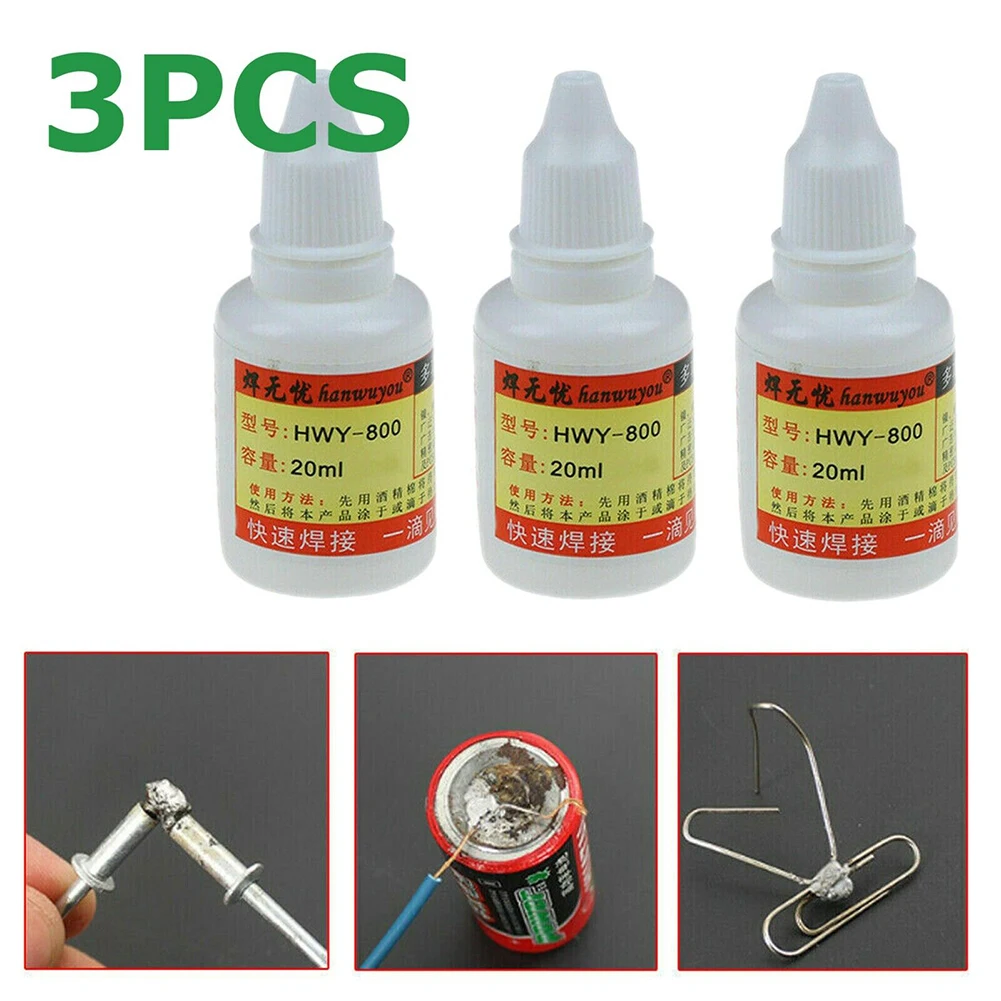 3Pcs 20ml Stainless Steel Flux Soldering Paste Stainless Steel Liquid Solder Tools Liquid Welding Glue Material Soldering Tools