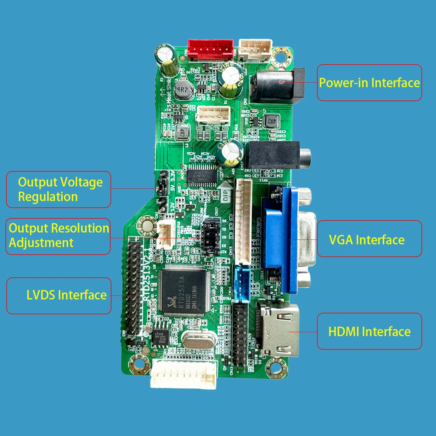 HD 드라이버 보드 RTD2513V2.1 프로그램 프리 디스플레이 다중 해상도 점프 조정 화면 교체 RTD2483V1.1 RTD2668