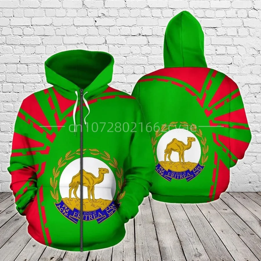 

2023 African Region Spring and Autumn New Clothing Men's Casual Loose Hoodie Sweater Print Eritrea Flag Hoodie