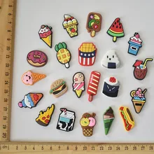 

1 piece New Cartoon Food Flower Removable Customized Croc Charms Designer PVC Soft Glue Shoes Buckle Garden Shoes Decoration