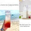 2pcs Milk Carton Water Bottle Transparent Plastic Square Milk Orange Juice Tea Container Box Sport Cup for Sports Travel Camping 3
