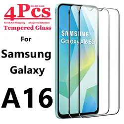 Premium Tempered Glass Screen Protector - Ultra HD Clarity, 9H Hardness, Anti - Scratch, High Aluminum Transparency - 4 Pcs (For Galaxy A16)