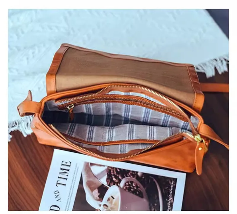 Pndme Veranstalter Vintage erste Schicht Rindsleder Damen Umhängetasche Outdoor tägliche Reise natürliche Echt leder Umhängetasche – Detail 15