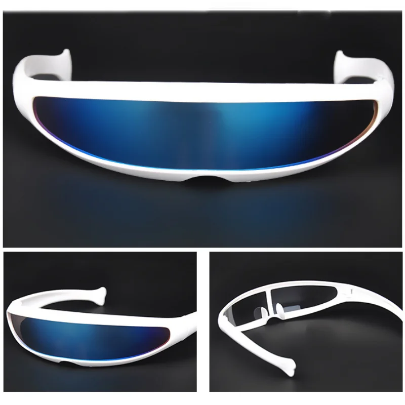 Sun Glasses Futuristic Narrow Cyclops Visor Sunglasses Laser Eyeglasses UV400 Personality Mirrored Lens Costume Eyewear Glasses Men