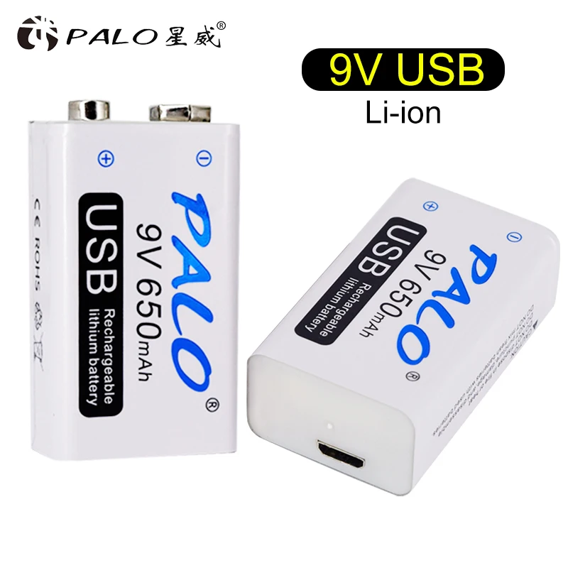 Palo-bateria Recarregável Micro Usb 9v Li-ion Baterias de Lítio para Multímetro Microfone Brinquedo Controle Remoto Ktv 650mah 6f22