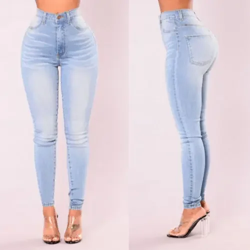 2023 New Autumn and Winter Casual Fashion Slim Bag Hip Pencil Jeans Skinny Slim Blue Plus Size Women's Jeans