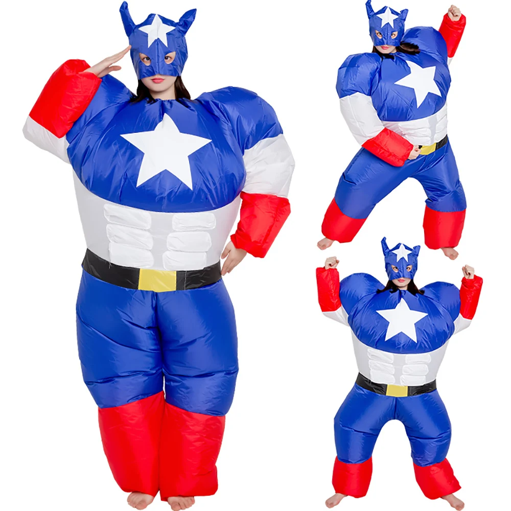 

Captain America Inflatable costume Cosplay Funny Blow Up Suit Party costume Fancy Dress Halloween Costume for Adult Jumpsuit