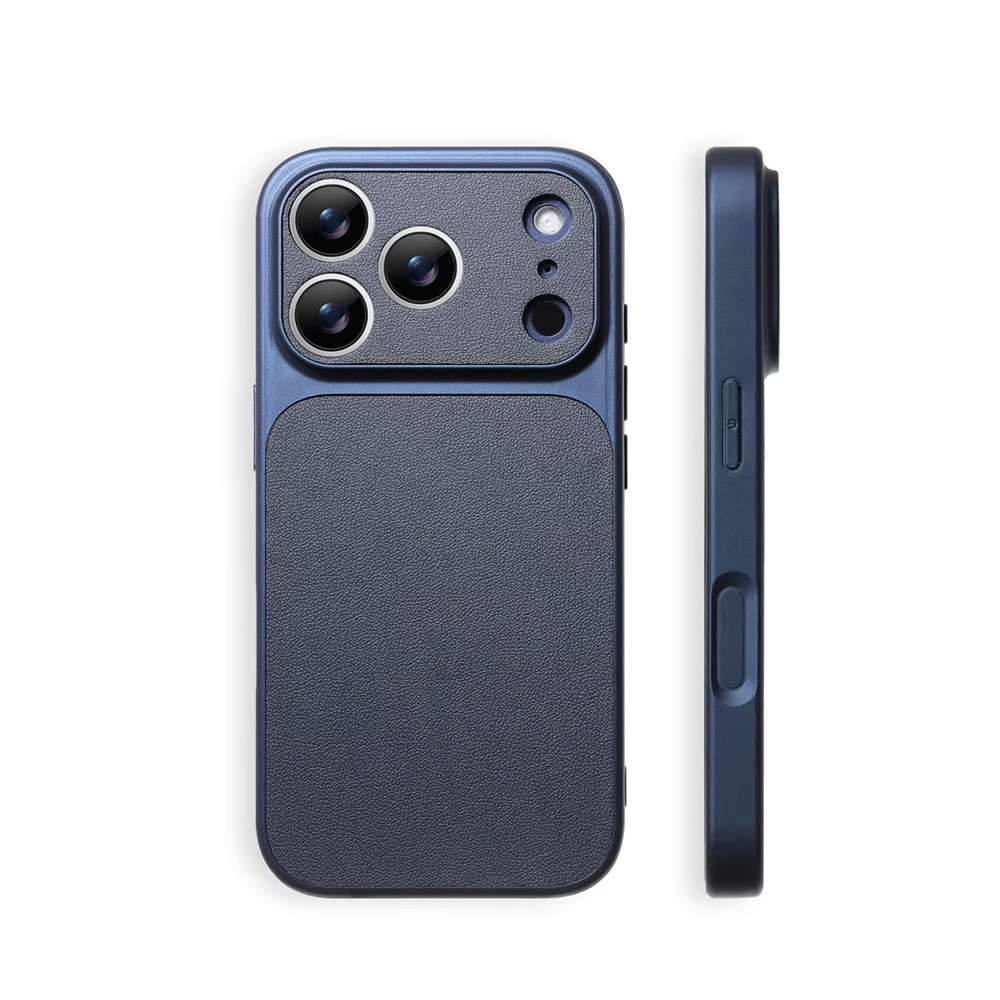 Luxury Leather Matte Shockproof Bumper Case with Full Lens Protection