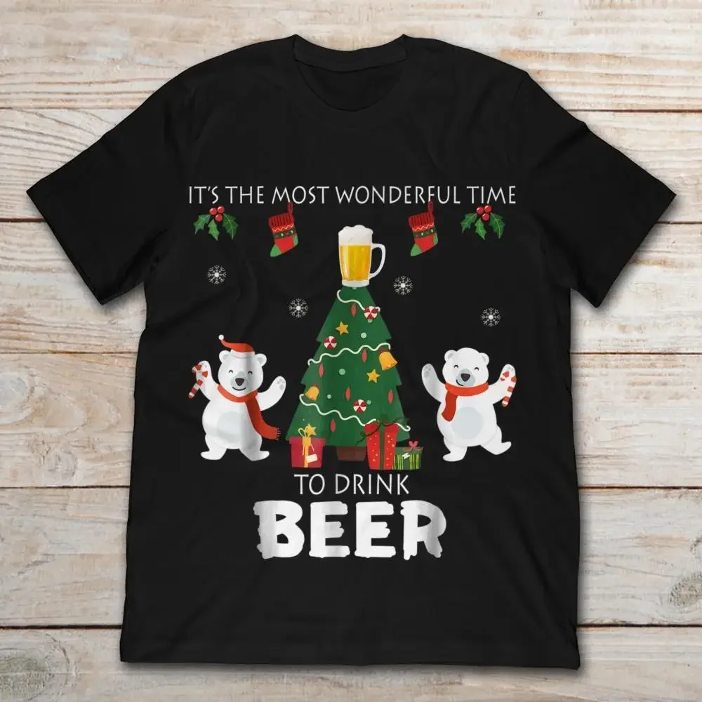 

Time To Drink Beer Funny Christmas Gift Xmas Holiday T-Shirt 100% Cotton O-Neck Short Sleeve Casual Mens T-shirt Size S-3XL