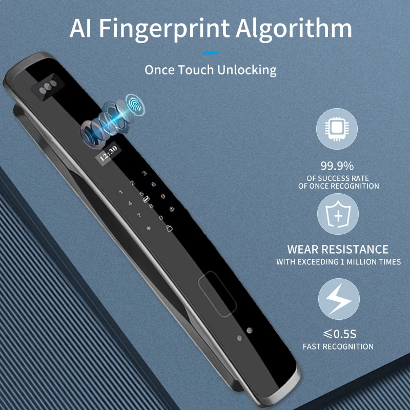 3D Biometric Security Face & Camera Smart Door Lock Digital Password Electronic Key IC Card APP Unlock Fingerprint Locks Smart Door Lock Smart Lock Electronic Lock Fingerprint Door Lock Password Lock